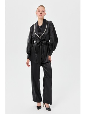 Nihan Taş Detaylı Pantolon Ceket Takım  Siyah