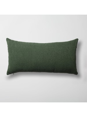 Fineroom Living Julia - Düz Bukle Dokuma Lumbar Kırlent 35  x  70 - Yeşil (Ic Yastık Dahil)