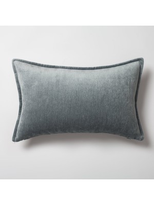 Fineroom Living Eliza - Mavi Viskon Doğal Naturel Kırlent 40 x 60 - Mavi (Iç Yastık Dahil)