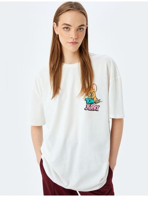 Koton Tom ve Jerry Lisanslı Arkası Baskılı Oversize Tişört