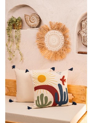 Felluci Textile Punch Nakışlı Kırlent Günes 43x43 2Adet