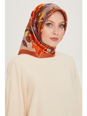 Armine Çiçek Desenli Sura Saf İpek Eşarp 9238D 32