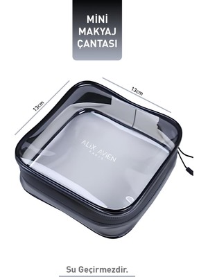 Alix Avien Gri Mini Makyaj Çantası 13x13 cm Su Geçirmez Özellikli Günlük Kullanım İçin