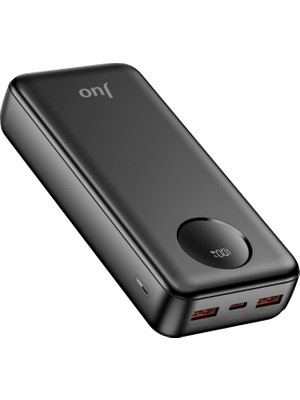 Juo 20000 mAh 22.5W Dijital LED Ekranlı Taşınabilir Hızlı Şarj Cihazı Powerbank Siyah