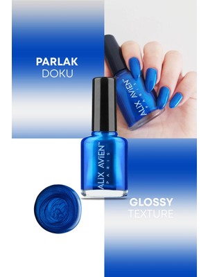 Alix Avien Sedefli Saks Mavi Oje 34 - Yüksek Pigmentli Uzun Süreli Kalıcılık Hızlı Kuruma - Nail Lacquer 34