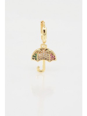 By Zeyna Aksesuar Kadın Kendi Tarzını Oluştur Zirkon Taşlı Şemsiye Figürlü 1 Adet Küpe