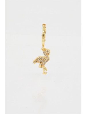 By Zeyna Aksesuar Kadın Kendi Tarzını Oluştur Zirkon Taşlı  Flamingo Figürlü 1 Adet Küpe
