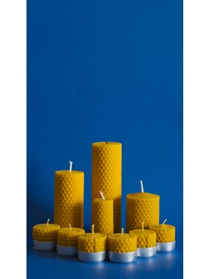 Endi Handmade Dekoratif Doğal Petek Balmumu Mum 14 cm   x  4.5 cm  Sarma Tek Blok Mum Beeswa x  Candle