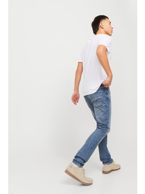 Jack & Jones Erkek Jjıglenn Düşük Bel Slim Fit Jean Pantolon 12258826 Mavi