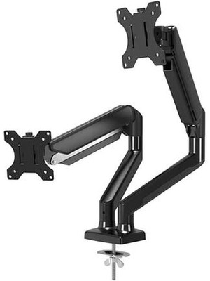 Beek Ba-Mm-03 2 x 13 - 32 Inch Amortisörlü Gaz Basınçlı Yaya Sahip Masa Monteli Monitör Askı Aparatı