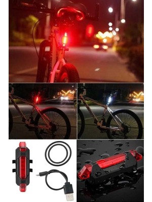 Techno Station Fonksyonlu Bisiklet Arka Stop Uyarı Ikaz Işığı Şarjlı 4 Modlu Lamba
