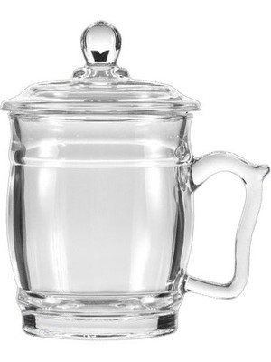 Evefix Büyük Boy Cam Kapaklı Bitki Çayı Kahve Bardağı