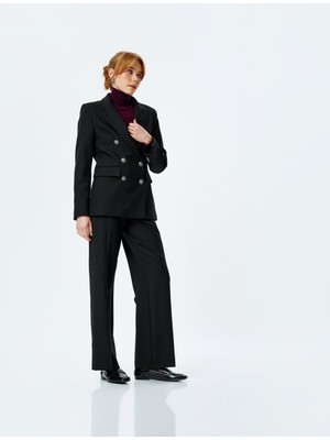 Koton Viskon Karışımlı Düz Bol Paça Kumaş Pantolon