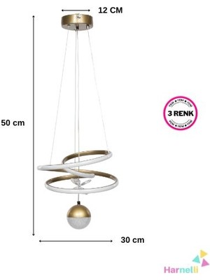 Harnelli 3 Renk Yanabilen Şeker Camlı Modern Ledli Avize