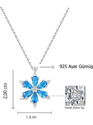 925 Ayar Lotus Çiçeği Aquamarin Taşlı Kadın Gümüş Kolye