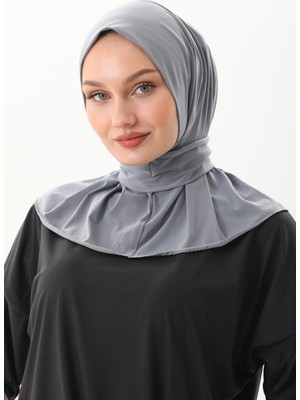 Gri Sendy Çıtçıtlı Fular Hijab