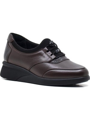 King Paolo 5158 Ortopedik Dolgu Taban  Kadın Deri Ayakkabı