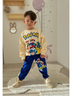 Sacro Kids Pokemon Baskılı Eşofman-Sweatshirt 2 Iplik Mevsimlik Erkek Çocuk Takım