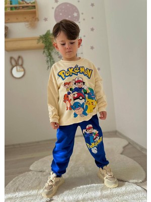 Sacro Kids Pokemon Baskılı Eşofman-Sweatshirt 2 Iplik Mevsimlik Erkek Çocuk Takım