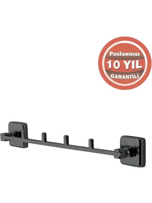 Çelik Banyo Paslanmaz Pirinç Kumru 4’lü Askılık Mat Siyah