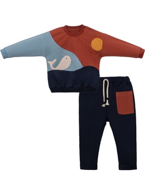 Necix's Baby Balina Desenli Kızıl Erkek Bebek Takımı