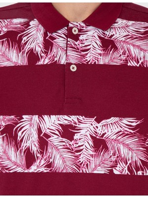 Pierre Cardin Erkek Bordo Slim Fit Baskılı Polo Yaka Tişört 50186357-VR014