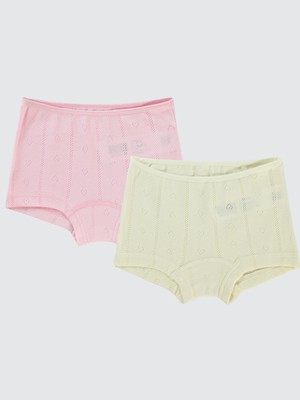 Civil Girls Kız Çocuk 2'li Boxer Set 2-10 Yaş Ekru-Pembe