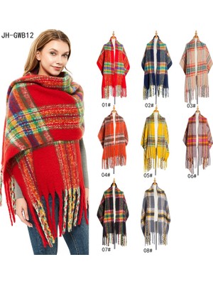 Xstore Sonbahar Kış Polter Warmth Kalınlaşma Eşarp 190cmgwb12-08 Gri (Yurt Dışından)