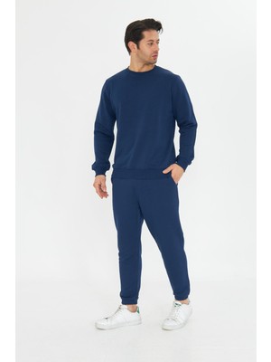 Şardonsuz 3 Iplik Pamuklu Basic Bisiklet Yaka Unisex Eşofman Takımı 5738