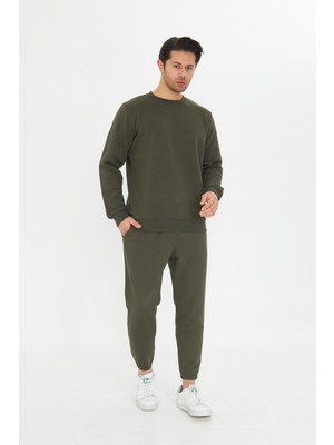 Şardonsuz 3 Iplik Pamuklu Basic Bisiklet Yaka  Eşofman Takımı 5738