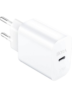 1hora GAR152 PD20W Şarj Aleti - Type-C Adaptör - Hızlı Şarj Cihazı - Kompakt Tasarım - Telefon ve Tablet Uyumlu - Beyaz
