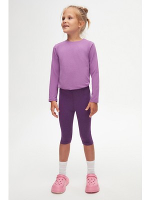 Mor Basic Kız Çocuk Diz Altı Tayt Kapri