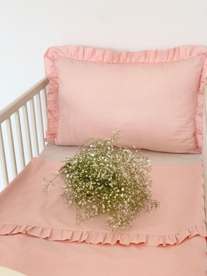 Pamuka Fırfırlı Bebek Nevresim Seti Baby Pink
