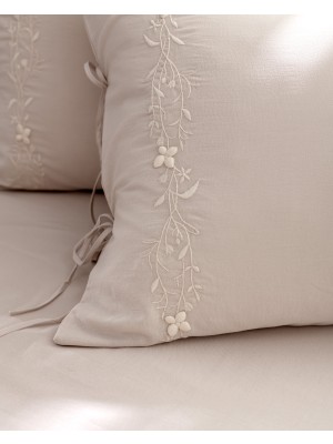 Madame Coco Loris Çift Kişilik %100 Pamuk Nakışlı Nevresim Takımı - Bej