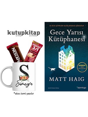 Kutupkitap Kişiye Özel Kupa Kahve Not Gece Yarısı Kütüphanesi Kitap Hediye Seti