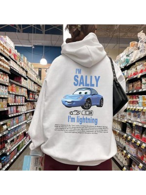 Gossip Team  Unisex I'm Sally Cars Sweatshirt Beyaz