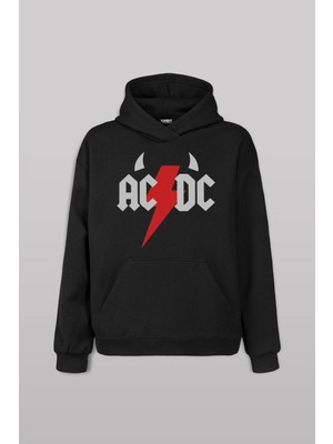 Ac Dc Alternatif Doğru Akım Music Devil Ön Baskılı Sweatshirt Unisex Kapüşonlu Hoodie