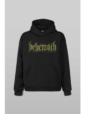Unisex Behemoth Baskılı Sweatshirt Siyah Kapüşonlu Hoodie