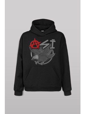 Uçan Kartal Asi Taraftar Eagle Ön Baskılı Sweatshirt Unisex Kapüşonlu Hoodie