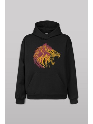Aslan Lion Head Champion Şampiyon Kral King Ön Baskılı Sweatshirt Unisex Kapüşonlu Hoodie