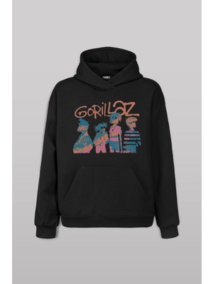 Gorillaz 2d Rock Blur Damon Albarn Feel Good Urban Ön Baskılı Sweatshirt Unisex Kapüşonlu Hoodie