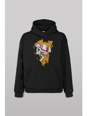 Kurukafa Metal Skull Rock Ön Baskılı Sweatshirt Unisex Kapüşonlu Hoodie