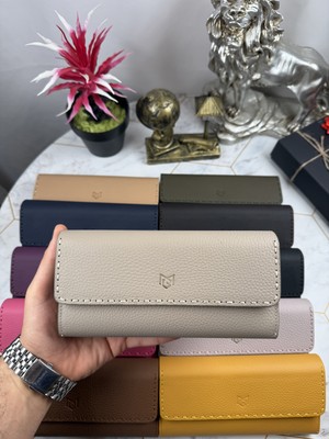 Hakiki Deri Telefon Bölmeli Bej Cüzdan 38714