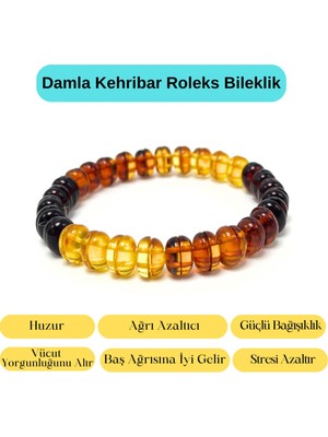 Sertifikalı Damla Kehribar Roleks Bileklik