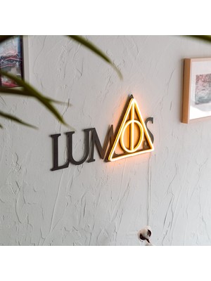 Hallows Lumos Neon Dekor (Tablo, Süs) - Gün Işığı | Harry Potter | Metal Üzerine Neon | 48,5X22 cm