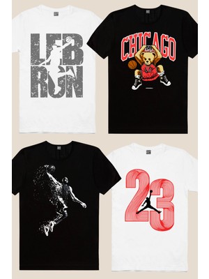 Rock&Roll Basket Yıldızları 4'lü Erkek Tişört Süper Eko Paket