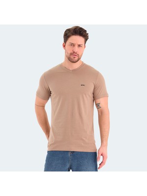 Slazenger RIVALDO Erkek V Yaka Kahve Tişört