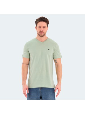 Slazenger RIVALDO Erkek V Yaka Su Yeşili Tişört