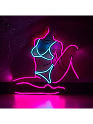 Femme Fatale 2 Neon Duvar Süsü - Nude - Modern Metal Üzerine Neon Duvar Tabela