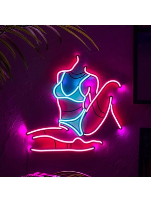 Femme Fatale 2 Neon Duvar Süsü - Nude - Modern Metal Üzerine Neon Duvar Tabela